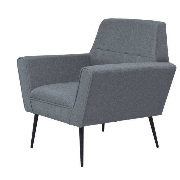 The Living Store Fauteuil Houten Frame - Lichtgrijs - 72 x 66 x 78 cm - Polyester