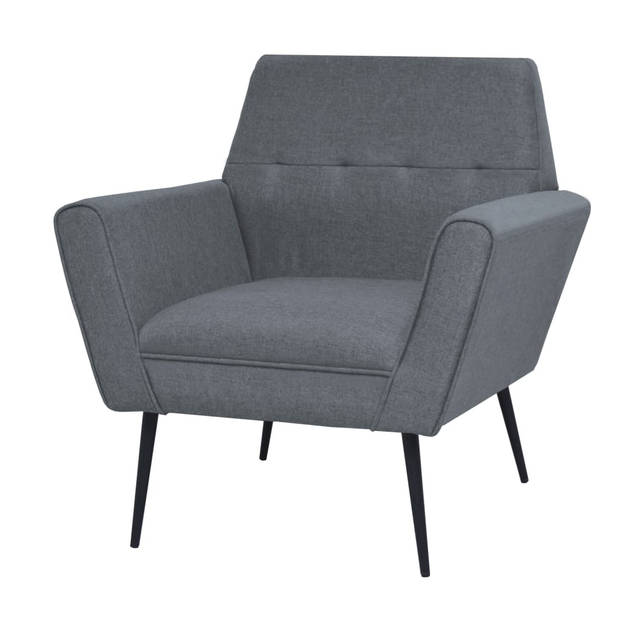 The Living Store Fauteuil Houten Frame - Lichtgrijs - 72 x 66 x 78 cm - Polyester