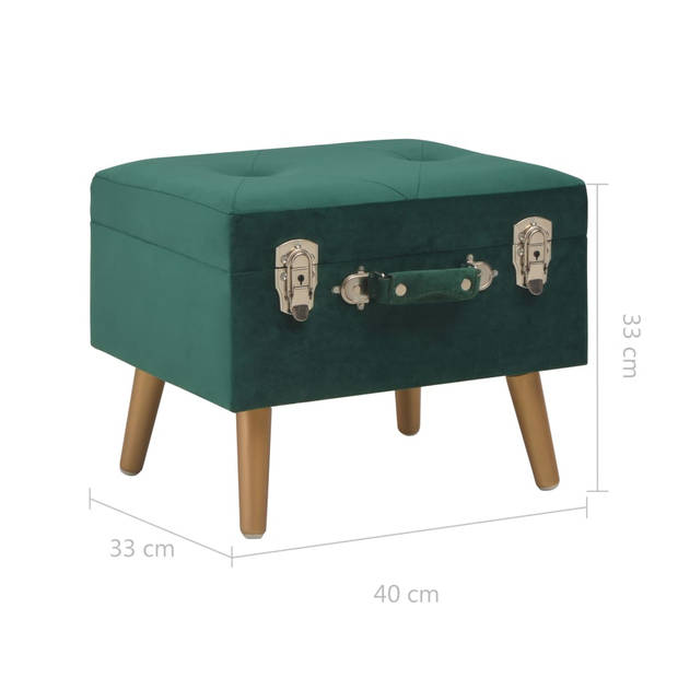 The Living Store Opbergkruk - Fluweel - 40x33x33 cm - Groen en goud