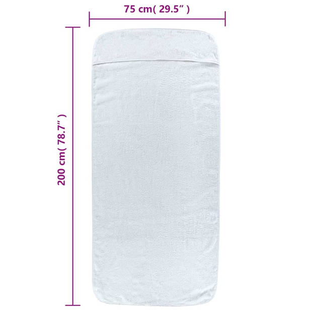 vidaXL Strandhanddoeken 2 st 400 g/m² 75x200 cm stof wit