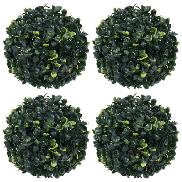 The Living Store Kunstbuxusbollen - Set van 4 - 12 cm - Groene polyethyleen