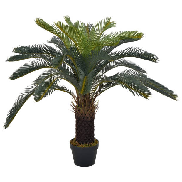 The Living Store Cycaspalm Kunstplant - 90cm - Realistische details - Groen/Bruin