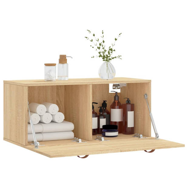 The Living Store Wandkast Sonoma Eiken - Zwevend - 80 x 36.5 x 35 cm - Duurzaam materiaal