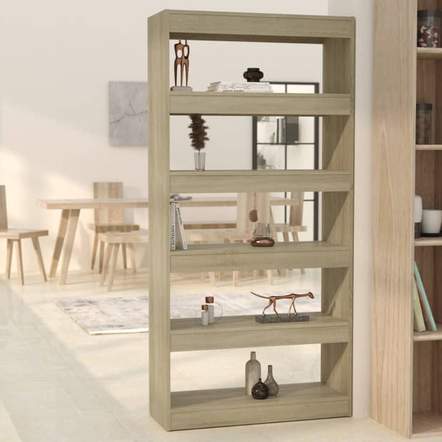 The Living Store Boekenkast Sonoma Eiken - 80 x 30 x 166 cm - Stabiel en veelzijdig