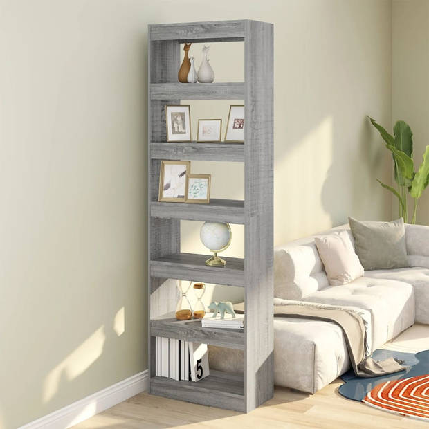 The Living Store Boekenkast s Hout - 60 x 30 x 198 cm - Grijs Sonoma eiken - Montage vereist