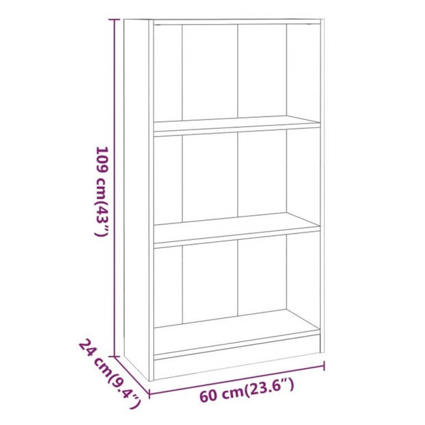 The Living Store Boekenkast s - Decoratieve opbergoplossing - 60x24x109 cm - Grijs Sonoma Eiken - Bewerkt hout