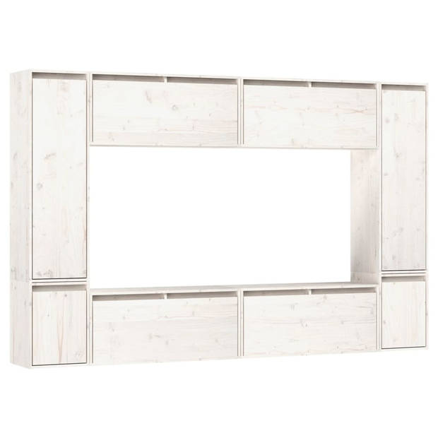 The Living Store Wandmeubel - Televisiekast - Set van 4x 80x30x35 cm - 2x 30x30x40 cm - 2x 30x30x100 cm - Massief