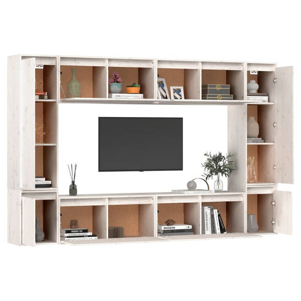 The Living Store Wandmeubel - Televisiekast - Set van 4x 80x30x35 cm - 2x 30x30x40 cm - 2x 30x30x100 cm - Massief