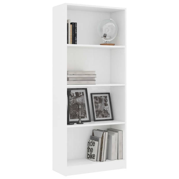 vidaXL Boekenkast met 4 schappen 60x24x142 cm bewerkt hout wit