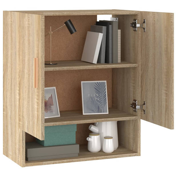 The Living Store Wandkast Scandinavische Charme - Hout - 60 x 31 x 70 cm (B x D x H) Sonoma Eiken