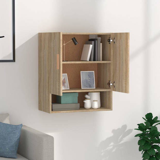 The Living Store Wandkast Scandinavische Charme - Hout - 60 x 31 x 70 cm (B x D x H) Sonoma Eiken