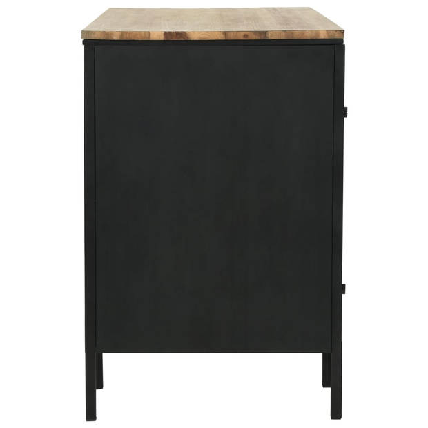 The Living Store Bureau Industrieel - 120x50x76 cm - Zwart/Natuurlijk hout - Massief vurenhouten blad en stalen frame