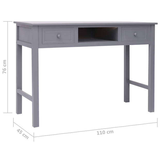 The Living Store Bureau Vintage Hout - 110x45x76 cm - Grijs Paulownia - Populierenhout