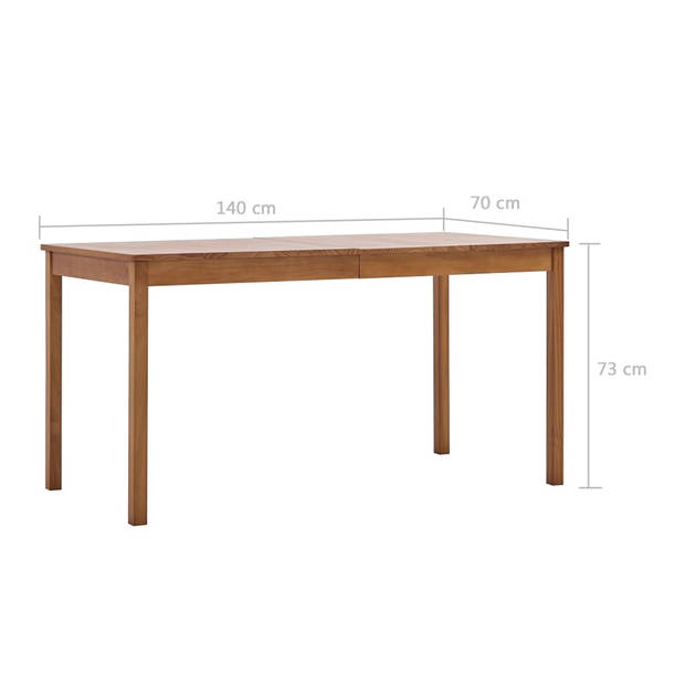 The Living Store Eettafel Massief Hout - 140 x 70 x 73 cm - Grenenhout - Honingbruin