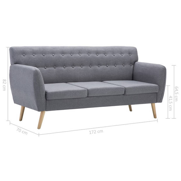 The Living Store 3-zitsbank - lichtgrijs - 172 x 70 x 82 cm - Stijlvolle en comfortabele sofa