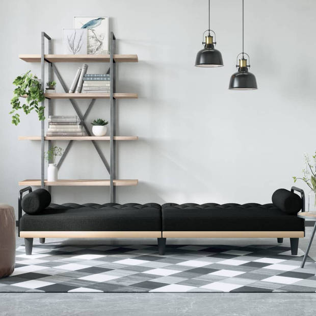The Living Store Slaapbank - Zwart - 205 x 89 x 70 cm - Verstelbare rugleuning - Comfortabele zitting - Inclusief