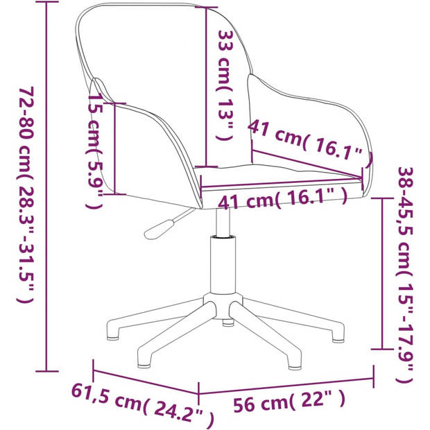 The Living Store Eetkamerstoelen - Fluweel - 56x61.5x72-80cm - 360 graden draaibaar - Wijnrood