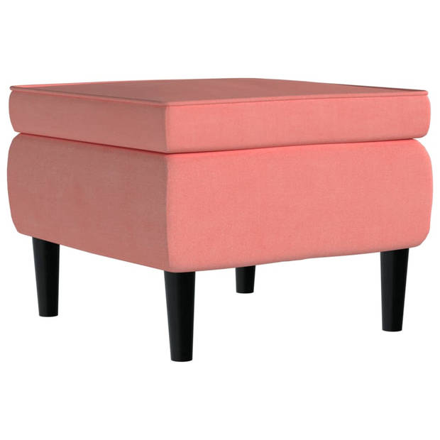 The Living Store Charmante Kruk - Voetenbank - 55 x 54.5 x 42 cm - Fluweel - Roze