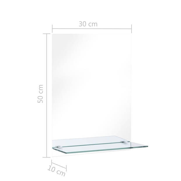 The Living Store Wandspiegel Minimalistisch Gehard Glas 30x50cm met Schap