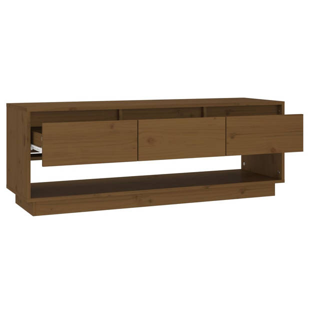 The Living Store Houten Tv-meubel - Zwevend - Honingbruin - 110.5 x 34 x 40 cm - Massief grenenhout