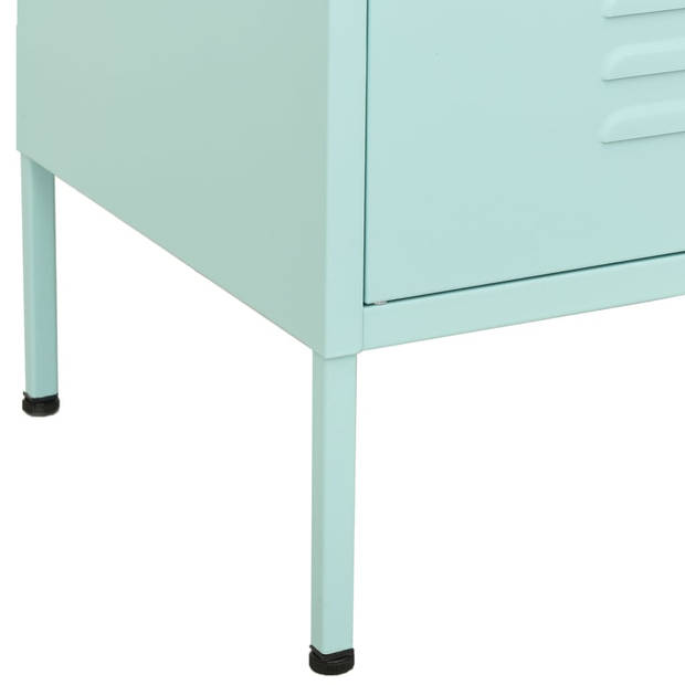 The Living Store Stalen Opbergkast - 80x35x101.5 cm - Mint - Met 2 Deurtjes en 2 Lades - Draagvermogen 100 kg