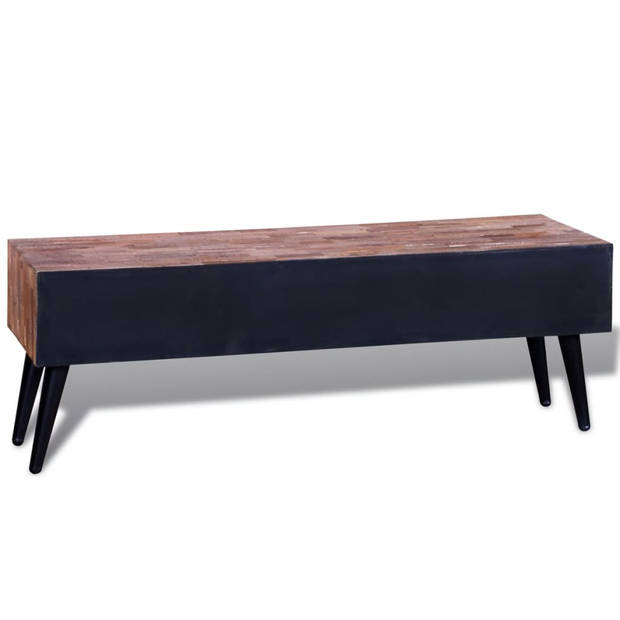 The Living Store Tv-meubel - Vintage gerecycled teak - 120 x 31 x 40 cm - Met 4 lades