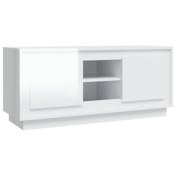 The Living Store - TV-meubel - Hoogglans wit - 102 x 35 x 45 cm - Duurzaam hout