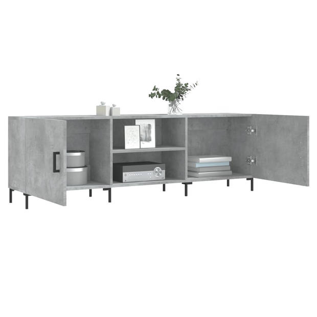 The Living Store TV-meubel Betongrijs - 150x30x50 cm - Stevig bewerkt hout - Praktische opbergruimte