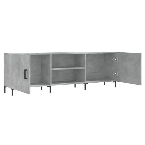 The Living Store TV-meubel Betongrijs - 150x30x50 cm - Stevig bewerkt hout - Praktische opbergruimte