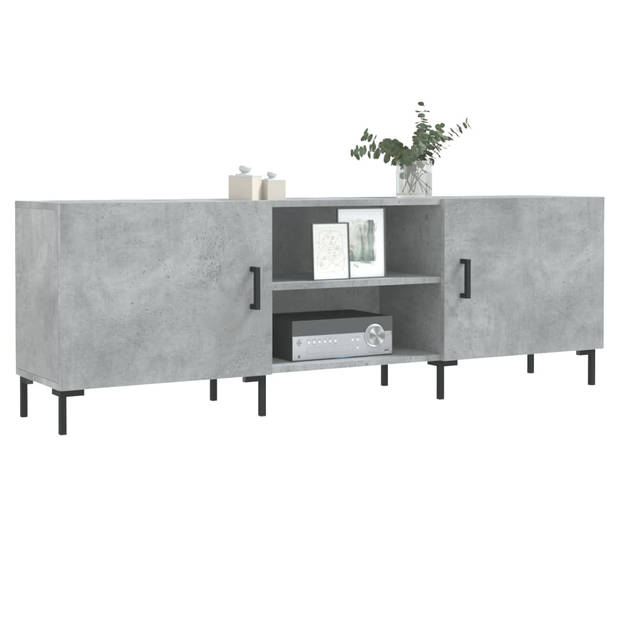 The Living Store TV-meubel Betongrijs - 150x30x50 cm - Stevig bewerkt hout - Praktische opbergruimte