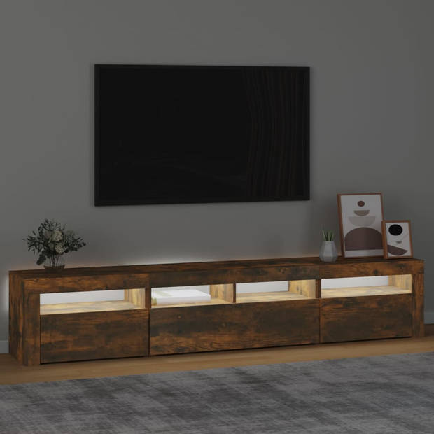 vidaXL Tv-meubel met LED-verlichting 210x35x40 cm gerookt eikenkleurig