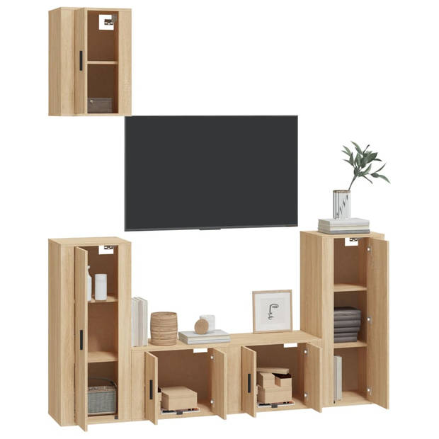 The Living Store TV-meubelset - Sonoma eiken - 2x 57x34.5x40 cm - 2x 40x34.5x80 cm - 1x 40x34.5x60 cm