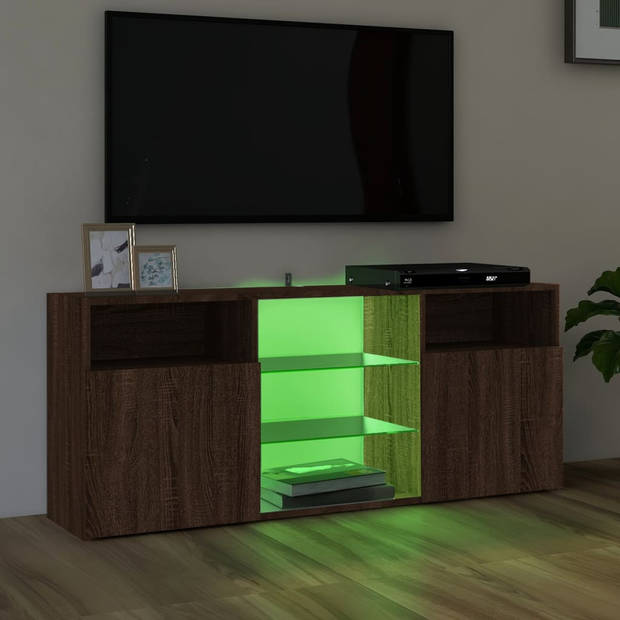 The Living Store TV-meubel LED-verlichting - Bruineiken - 120 x 30 x 50 cm - Duurzaam materiaal