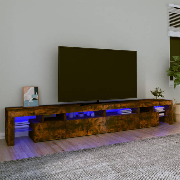 The Living Store TV-meubel Gerookt Eiken - 260 x 36.5 x 40 cm - RGB LED-verlichting