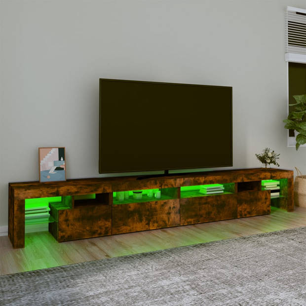 The Living Store TV-meubel Gerookt Eiken - 260 x 36.5 x 40 cm - RGB LED-verlichting