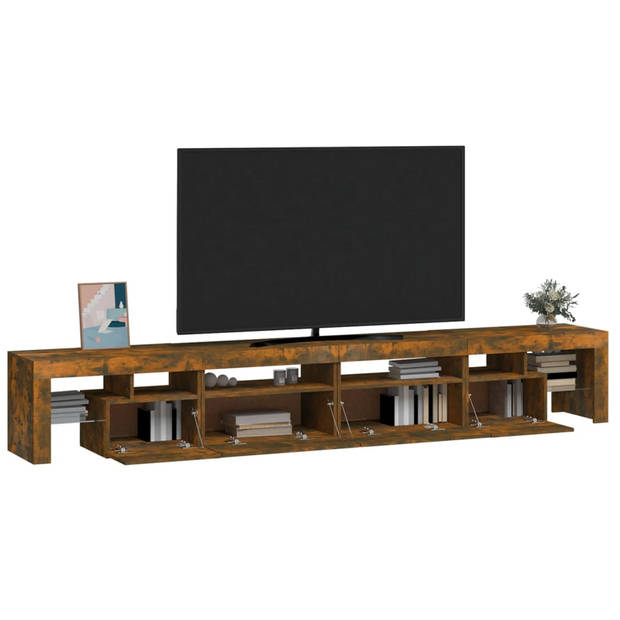 The Living Store TV-meubel Gerookt Eiken - 260 x 36.5 x 40 cm - RGB LED-verlichting