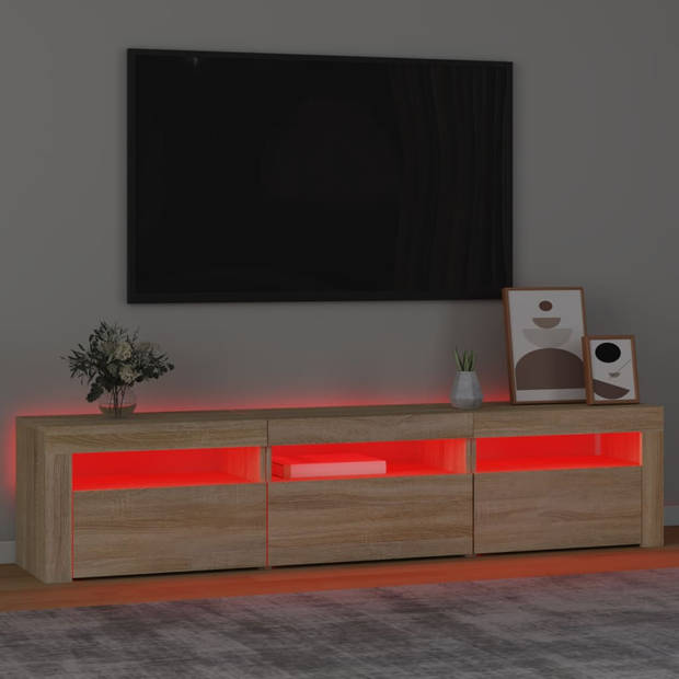 The Living Store Tv-meubel Sonoma Eiken - 180 x 35 x 40 cm - RGB LED