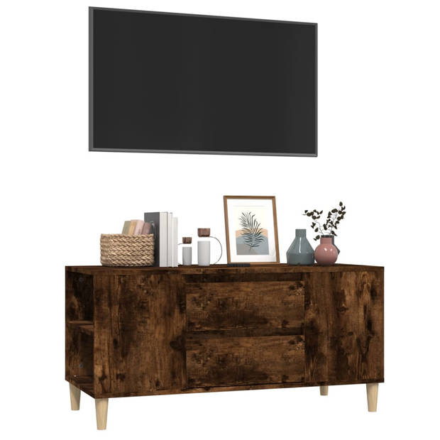 The Living Store Tv-meubel Scandinavische stijl - 102x44.5x50 cm - Gerookt eiken - Duurzaam hout