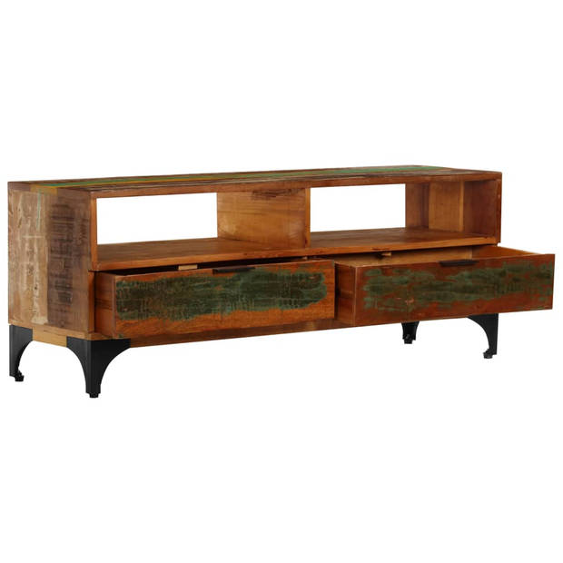 The Living Store Houten TV-kast - 118 x 35 x 45 cm - Massief gerecycled hout