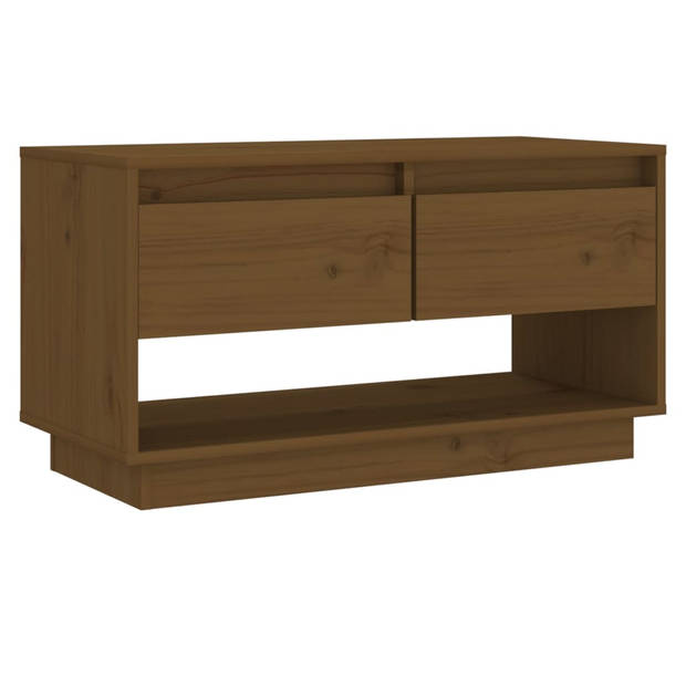 The Living Store Zwevend TV-meubel - Honingbruin - 74x34x40 cm - Massief grenenhout