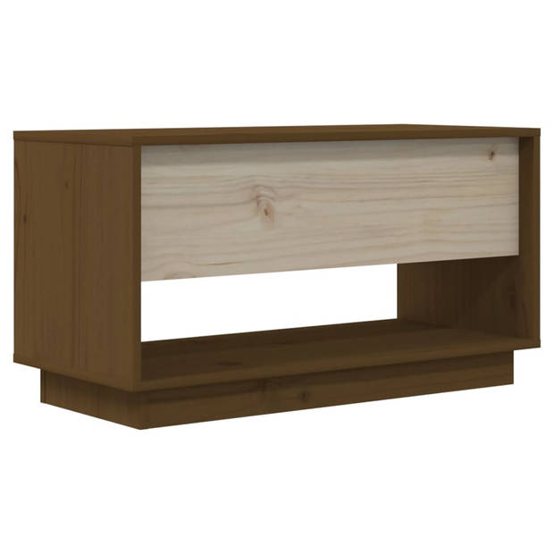 The Living Store Zwevend TV-meubel - Honingbruin - 74x34x40 cm - Massief grenenhout