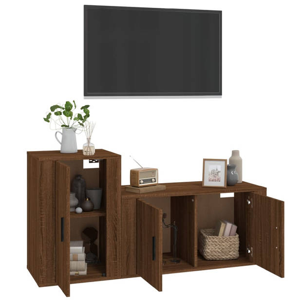 The Living Store Klassieke Televisiekastenset - TV Meubel - Bruineiken - 80x34.5x40cm - 40x34.5x60cm