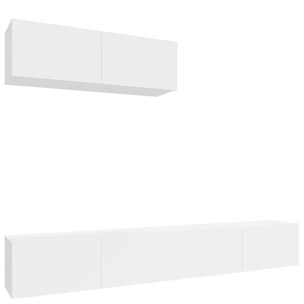 The Living Store TV-Meubel Set - Hoogglans Wit - 100 x 30 x 30 cm - 3 Stuks