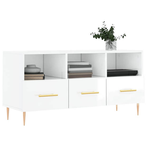 The Living Store Televisiekast X - Tv-meubel - 102x36x50 cm - Hoogglans wit