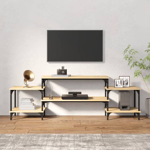 The Living Store TV-meubel - Sonoma eiken - 157 x 35 x 52 cm - duurzaam hout en staal