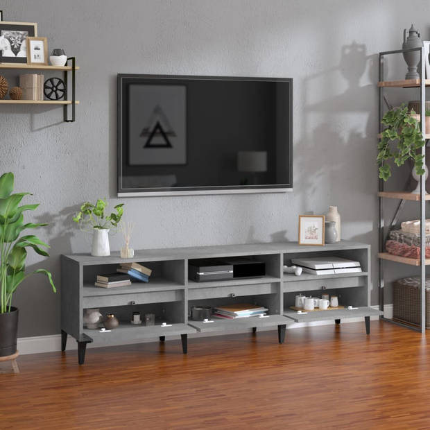 The Living Store TV-kast - betongrijs - 150 x 30 x 44.5 cm - opbergruimte + weergavefunctie