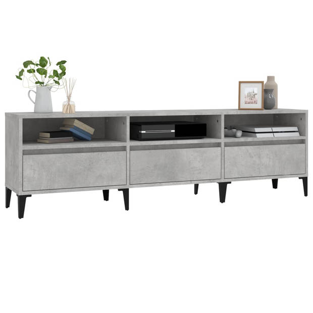 The Living Store TV-kast - betongrijs - 150 x 30 x 44.5 cm - opbergruimte + weergavefunctie