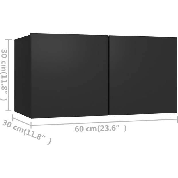 The Living Store Televisiemeubelset - 30.5x30x60cm - zwart