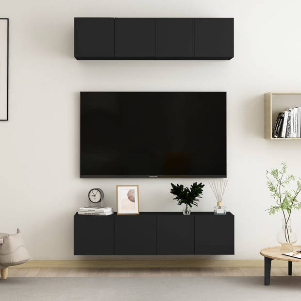 vidaXL Tv-meubelen 4 st 60x30x30 cm bewerkt hout zwart