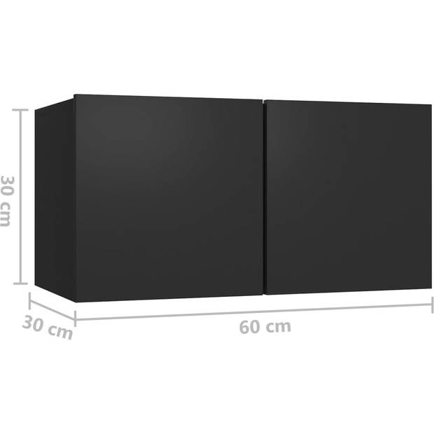 The Living Store Hangende tv-kastenset - spaanplaat - 60x30x30 cm - zwart